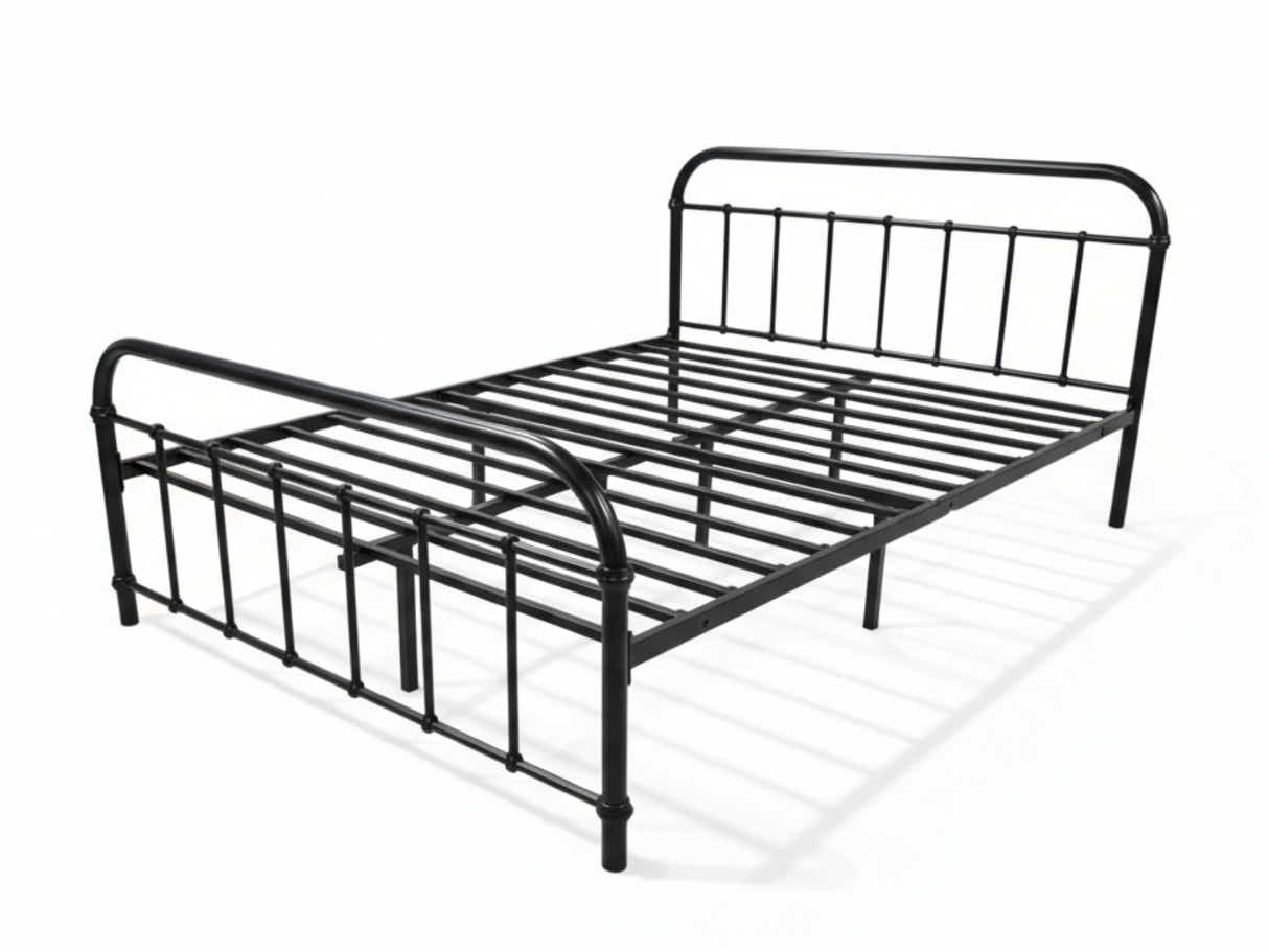 Darcy Metal Bed Frame Black & Boucle22 Mattress - Queen