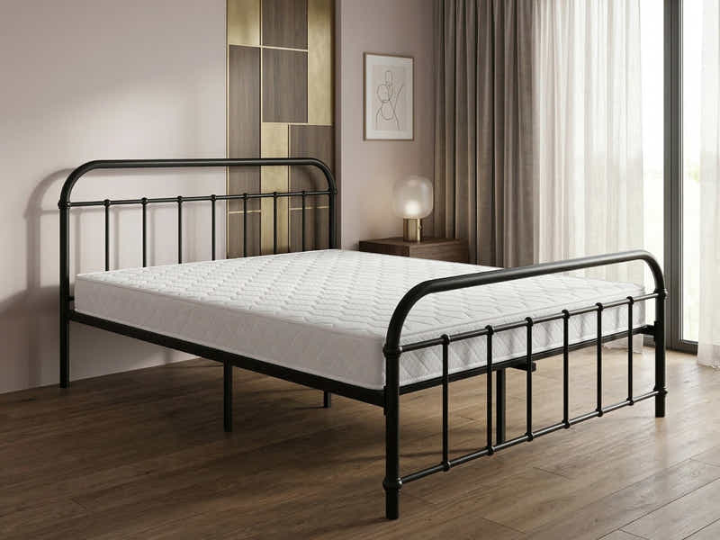 Darcy Metal Bed Frame Black & Bon21 Mattress - Queen