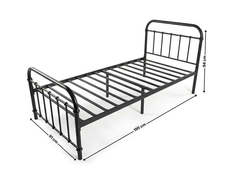 Darcy Metal Bed Frame Black & Bon21 Mattress - Single