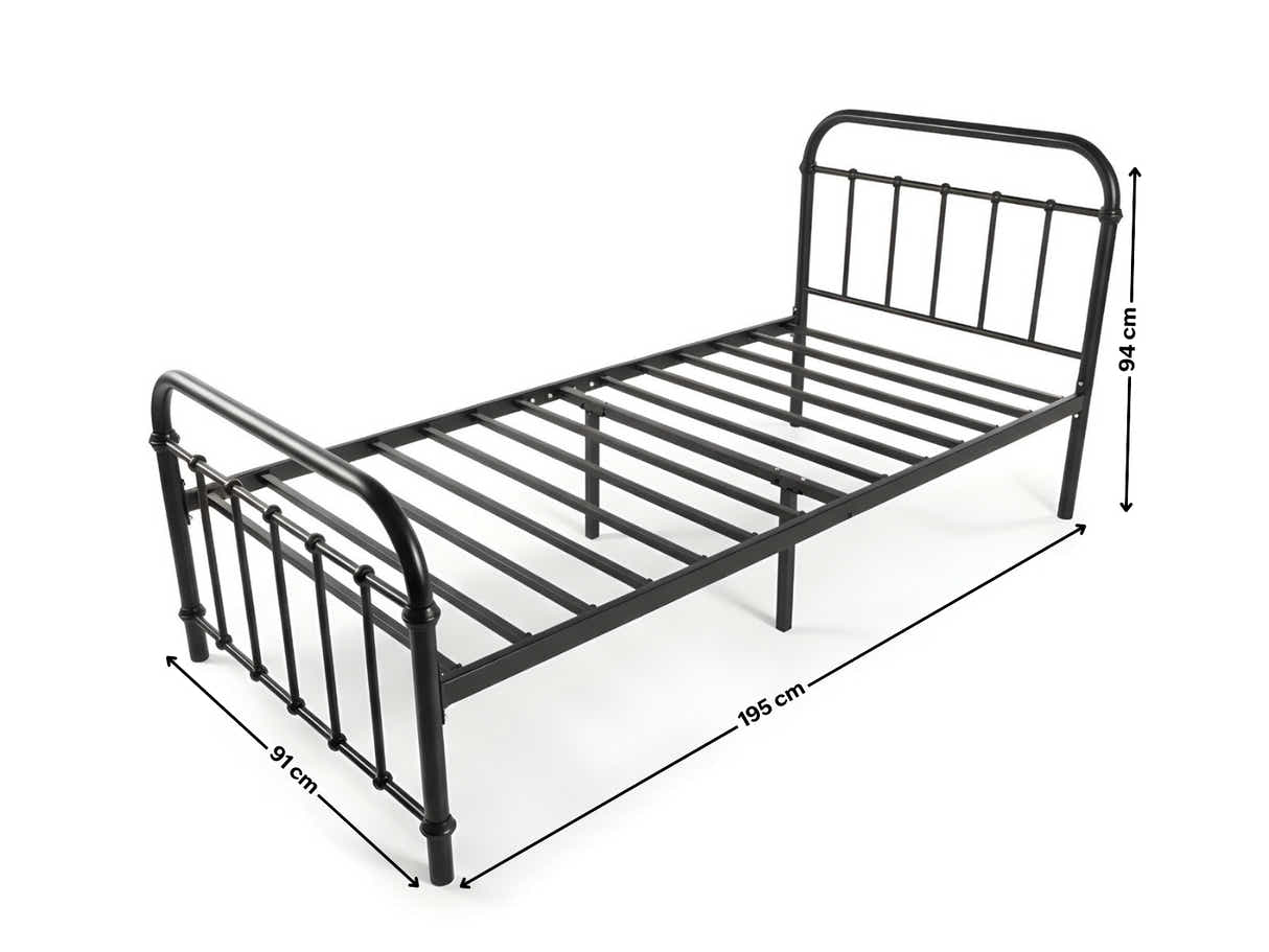 Darcy Metal Bed Frame Black & Bon10 Mattress - Single