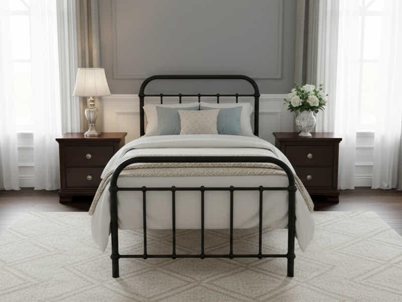 Darcy Metal Bed Frame Black & Bon21 Mattress - Single