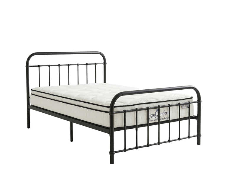 Darcy Metal Bed Frame Black & Boucle22 Mattress - Single