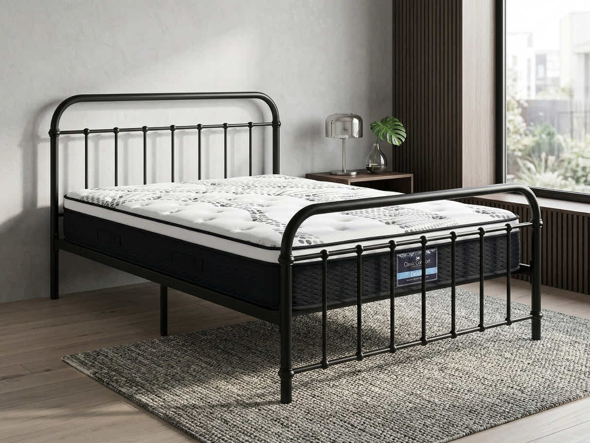 Darcy Metal Bed Frame Black & J32 Mattress - Single