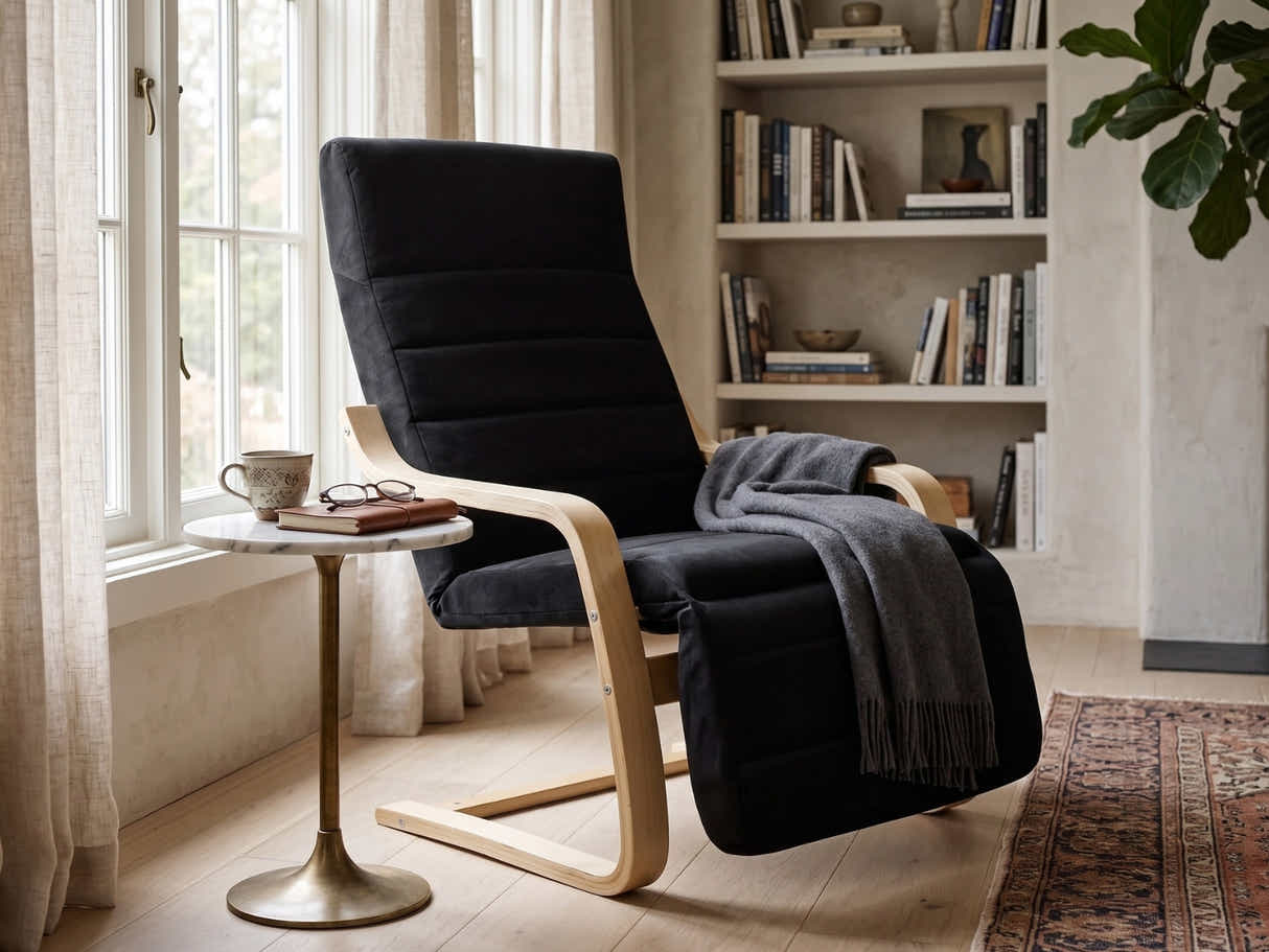 Bentwood Armchair with Footrest - Black