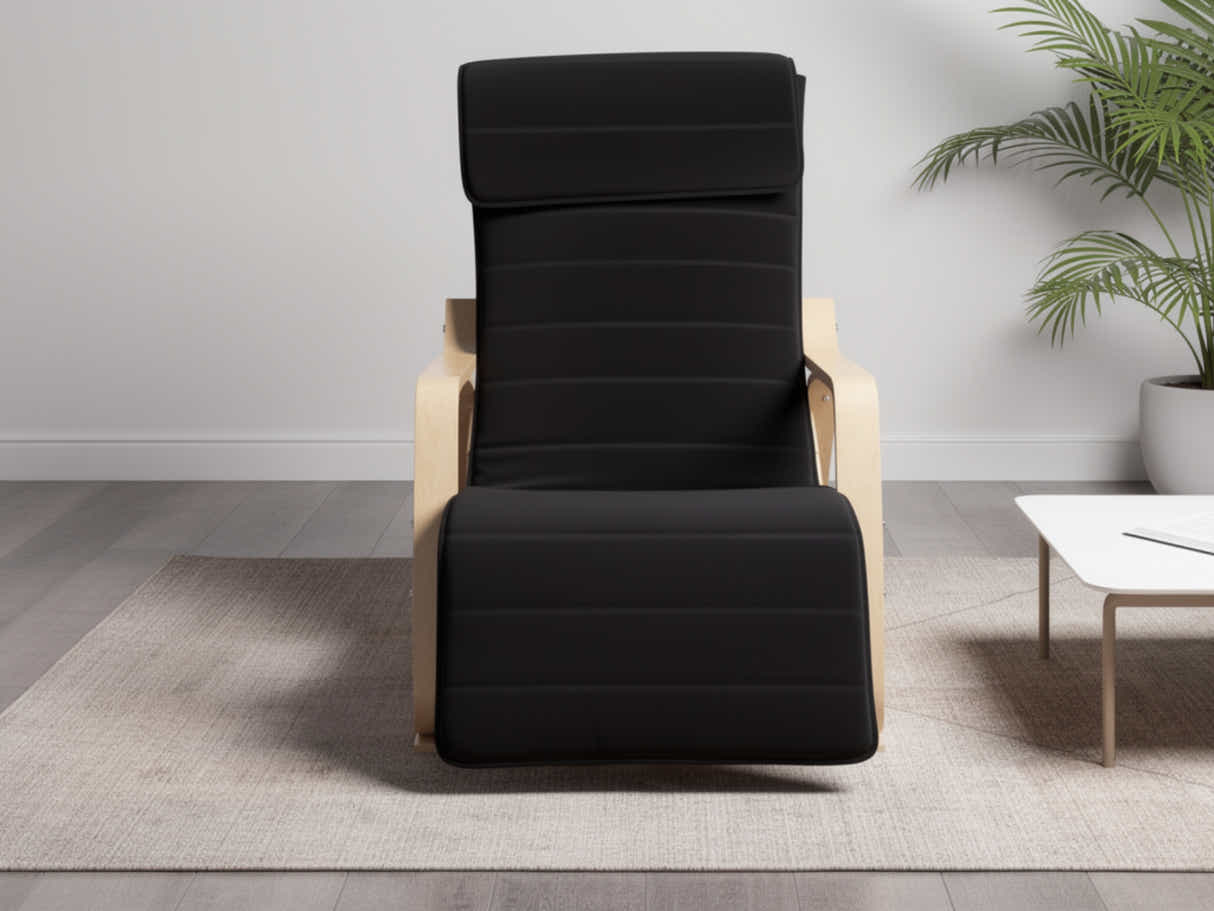 Bentwood Rocking Armchair with Footrest - Black
