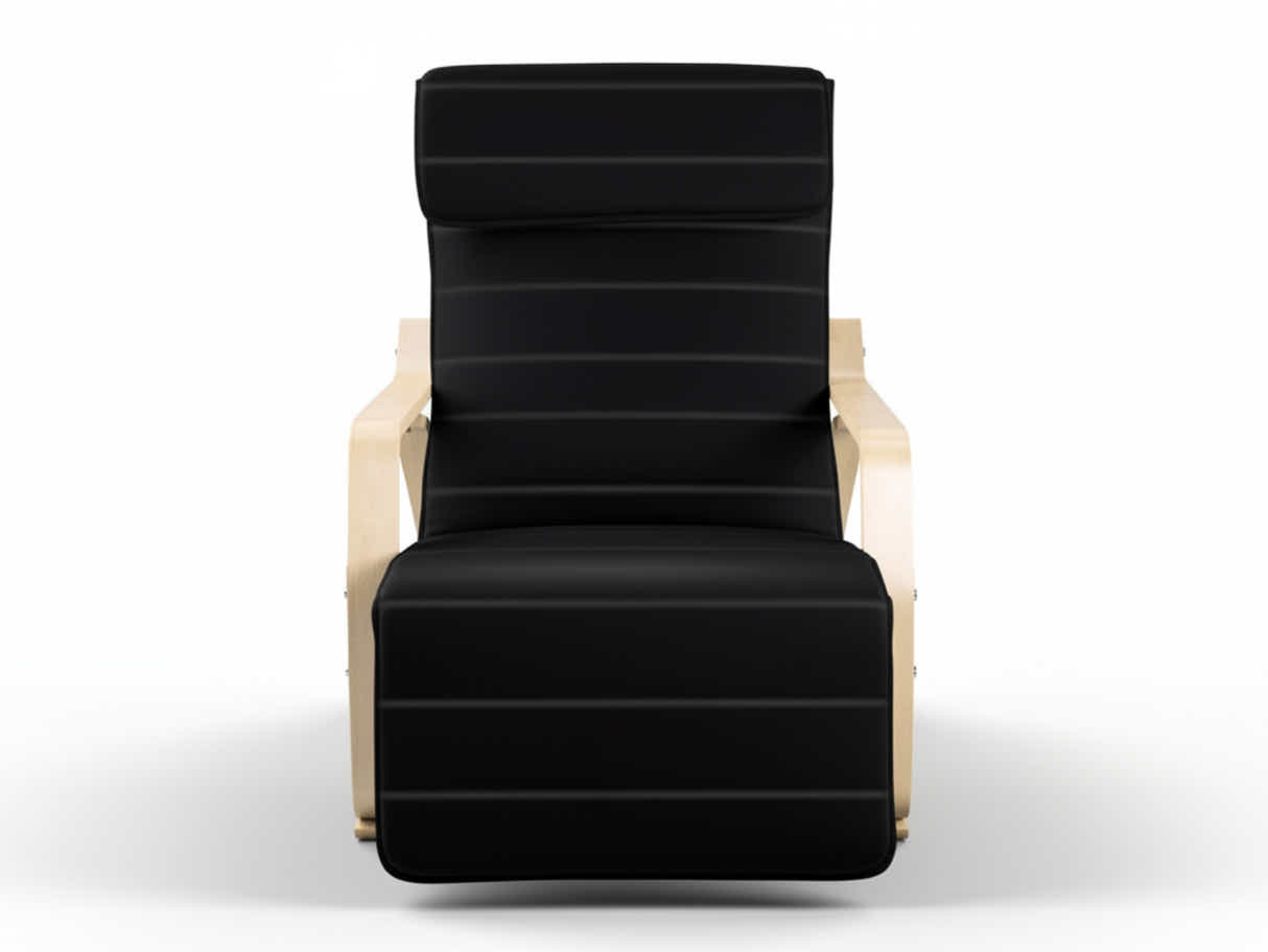 Bentwood Rocking Armchair with Footrest - Black