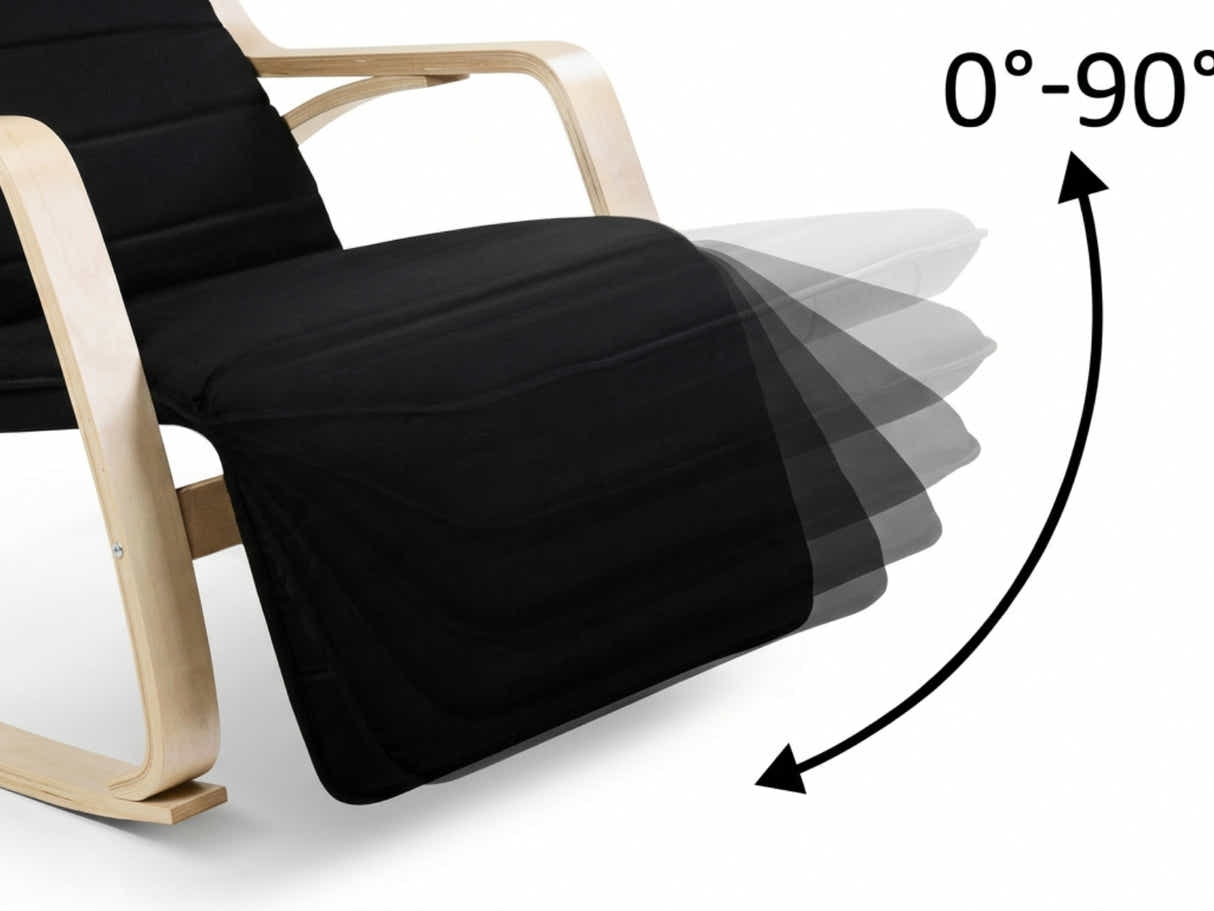 Bentwood Rocking Armchair with Footrest - Black