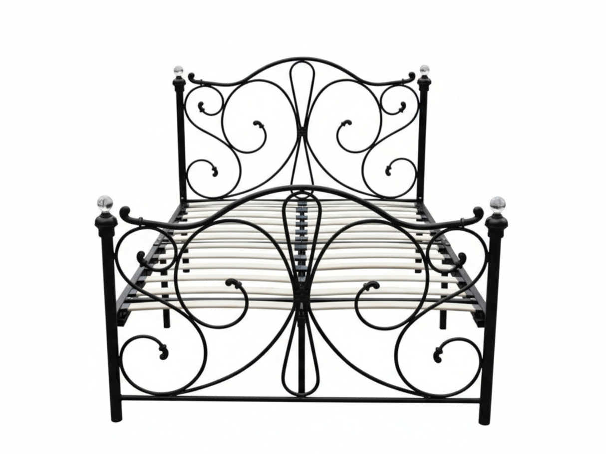 Elizabeth Bed Frame Black & Euro Top Mattress J32 - Double