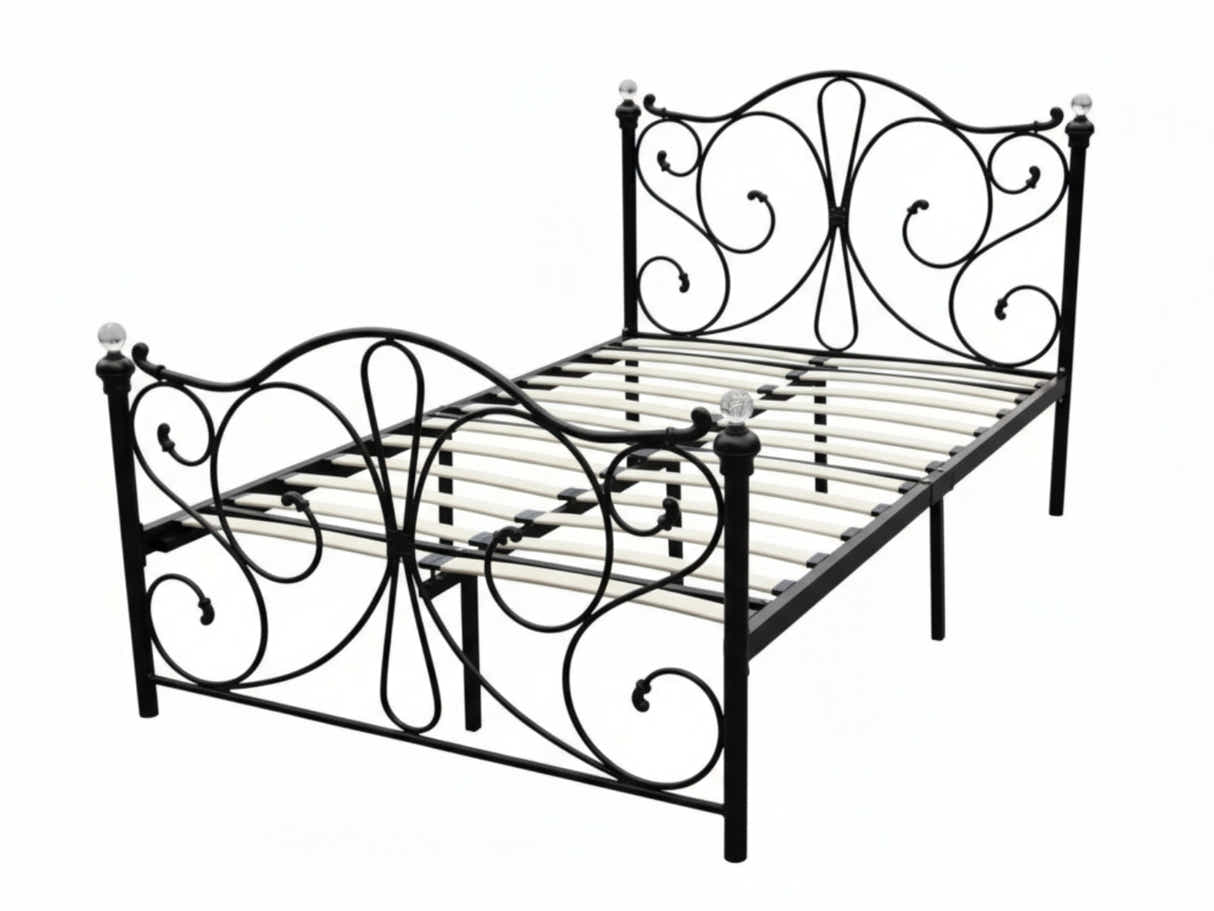 Elizabeth Bed Frame Black & Euro Top Mattress J32 - Double