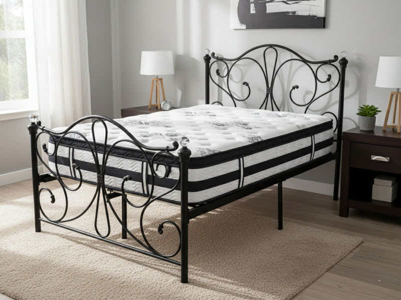 Elizabeth Bed Frame Black & Euro Top Mattress K34 – Double (Combo)