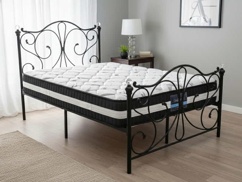 Elizabeth Bed Frame Black & Euro Top Mattress L30 – Double (Combo)