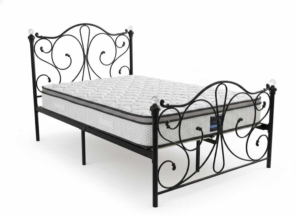 Elizabeth Bed Frame Black & Euro Top Memory Foam Mattress GEL30 - Double