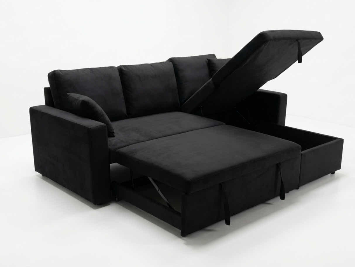 Salem Pull Out Sofa Bed with Storage - Black