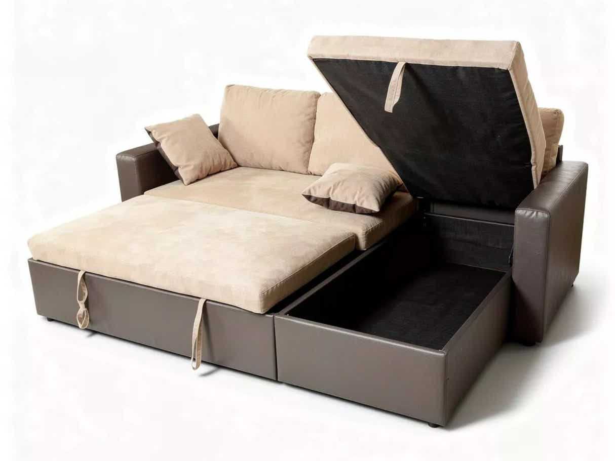 Salem Pull Out Sofa Bed with Storage - Brown