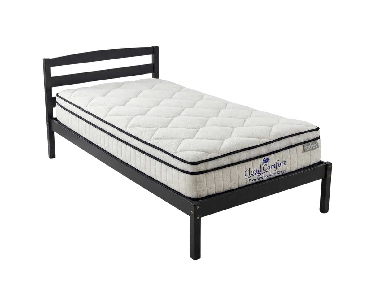 Wayford Bed Frame Black & Boucle22 Mattress - Single