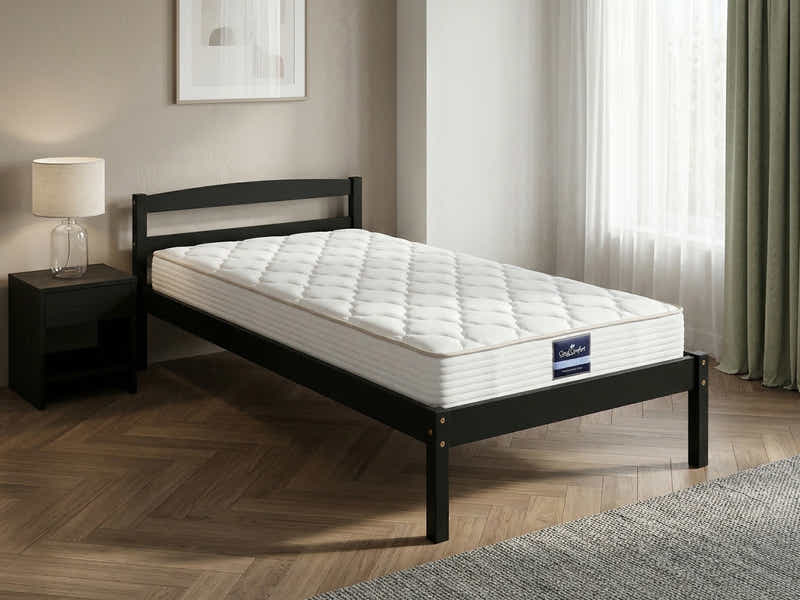 Wayford Bed Frame Black & PIL20 Mattress with Pillow - Single