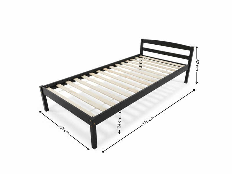 Wayford Bed Frame Black & PIL20 Mattress with Pillow - Single