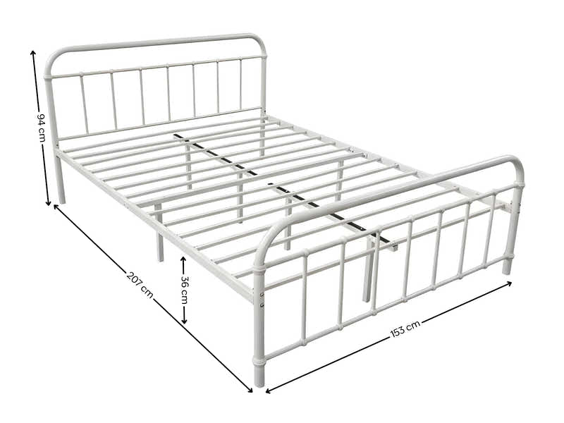 Darcy Metal Bed Frame White - Queen