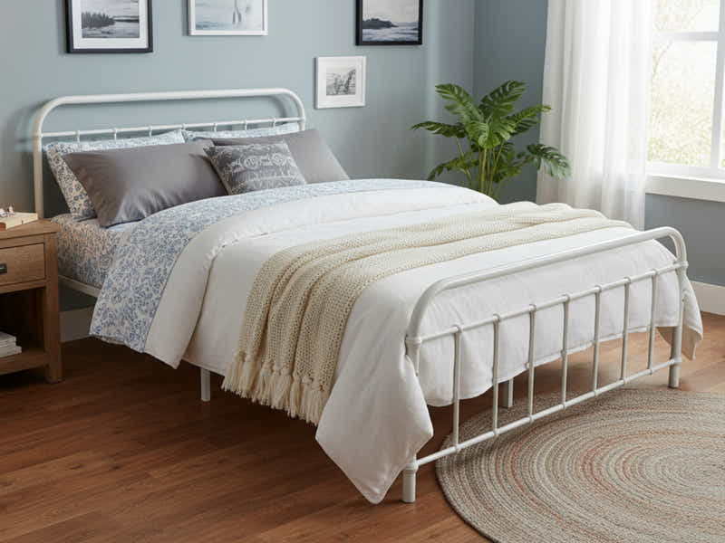 Darcy Metal Bed Frame White - Queen