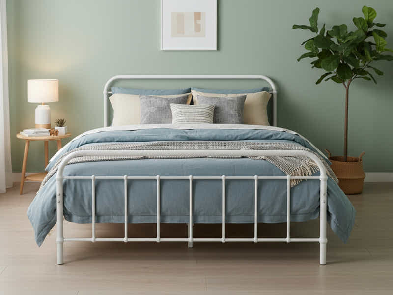 Darcy Metal Bed Frame White - Queen