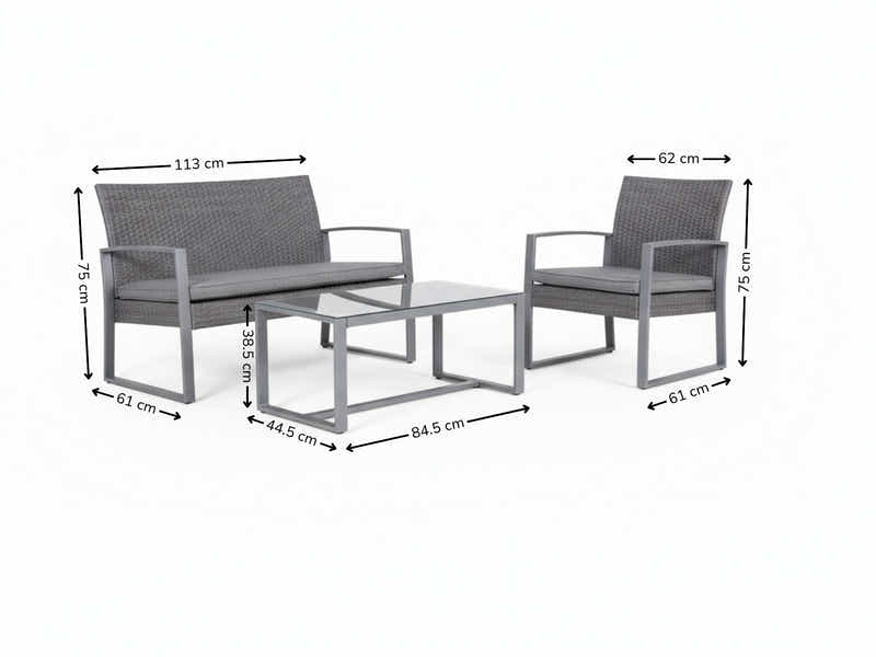 Lugano 4-Piece Steel Outdoor Lounge Set