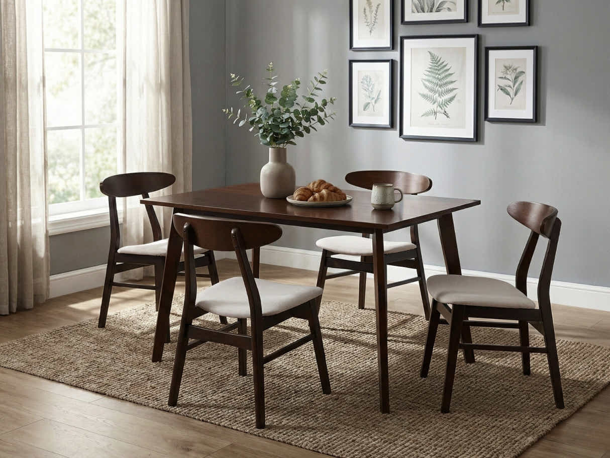 Fiesta Dining Table Wenge - 120 cm + Fiesta Dining Chair Walnut - Set of 4