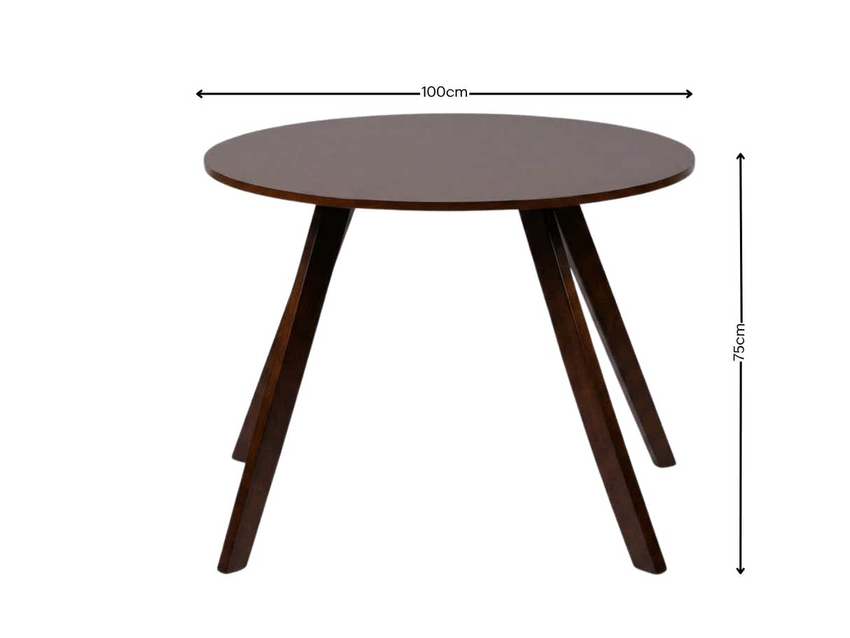 Hexa Round Dining Table Walnut - 100 cm