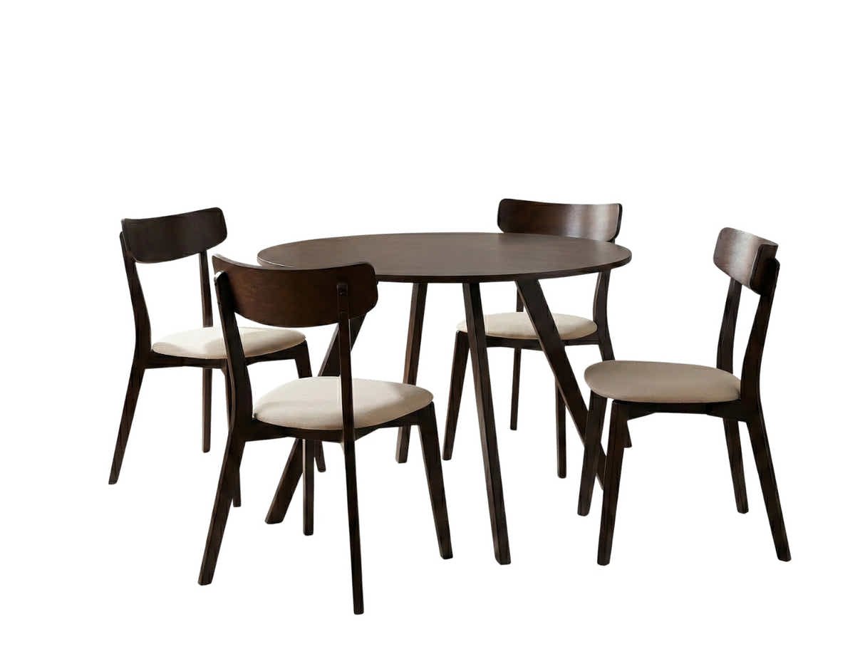 Hexa Round Dining Table Wenge - 100 cm & Iora Dining Chair Wenge - Set of 4
