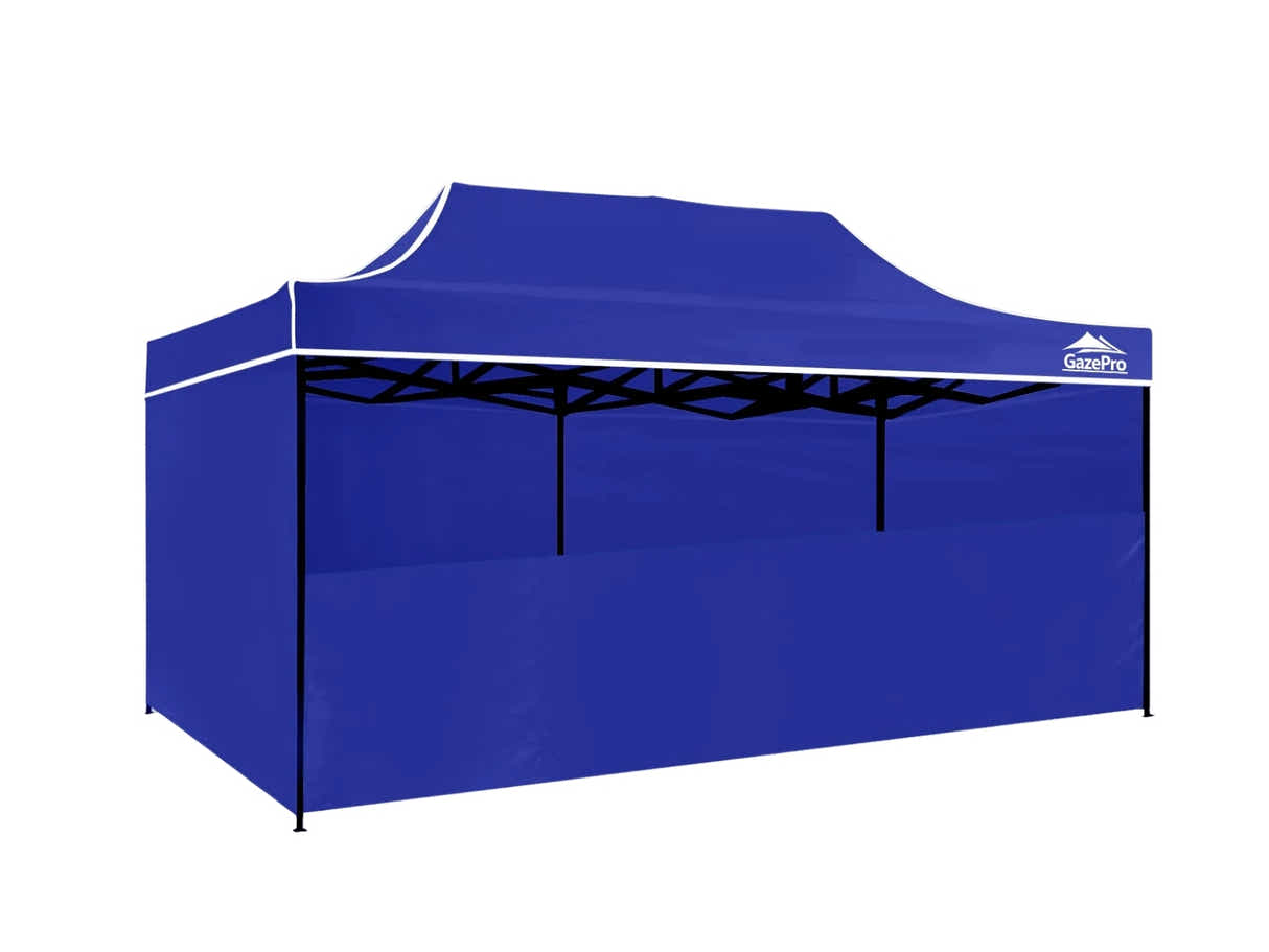 Gazebo with Silver-Coated Roof 3m x 6m - Blue
