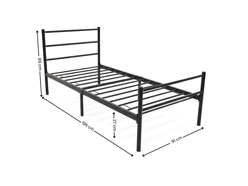 Sol Metal Bed Frame Black - Single