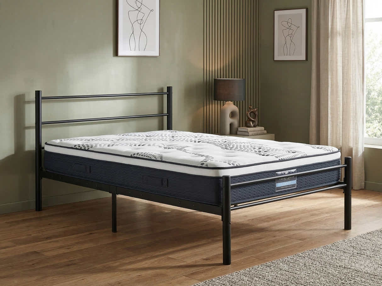 DS Sol Metal Bed Frame Black & J32 Mattress - King Single