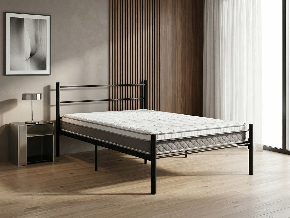 Sol Metal Bed Frame Black & MEM 23 cm Mattress - King Single