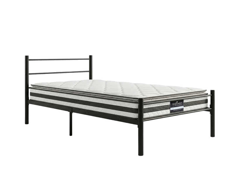 Sol Metal Bed Frame Black & Bon21 Mattress - King Single