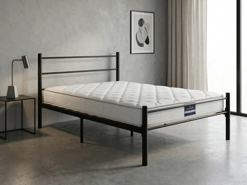 DS Sol Metal Bed Frame Black & PIL20 Mattress with Pillow - King Single