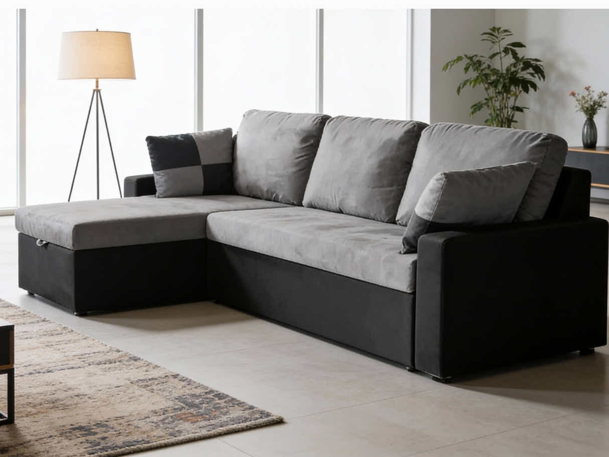 Salem Pull Out Sofa Bed with Storage - Grey