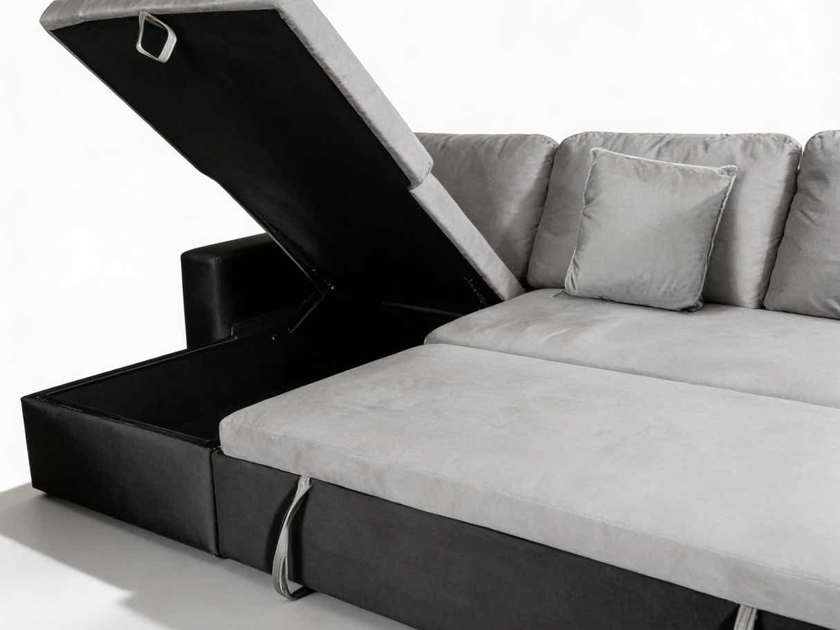 Salem Pull Out Sofa Bed with Storage - Grey