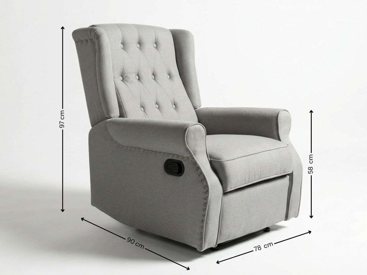 Linen Recliner Chair - Grey