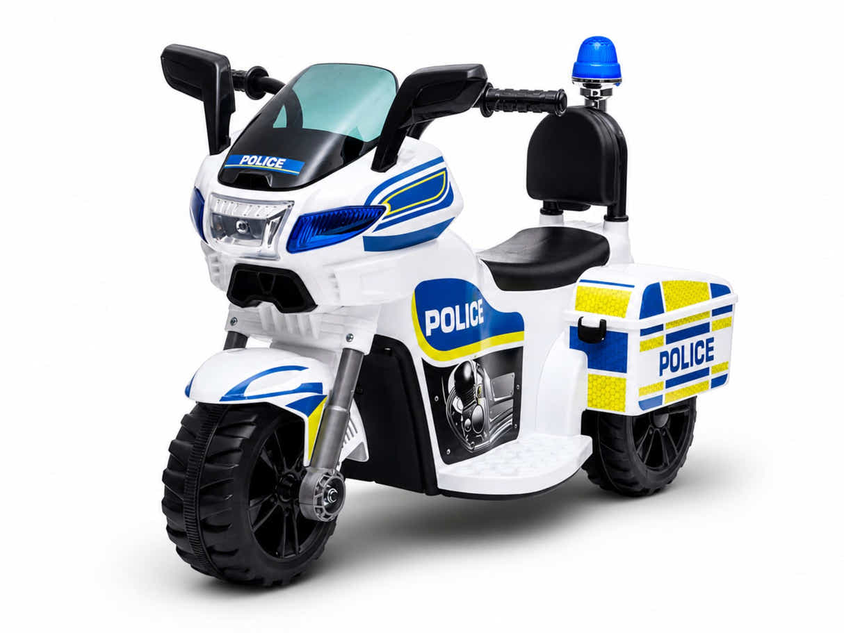 Kids Ride On Police Motorbike - White