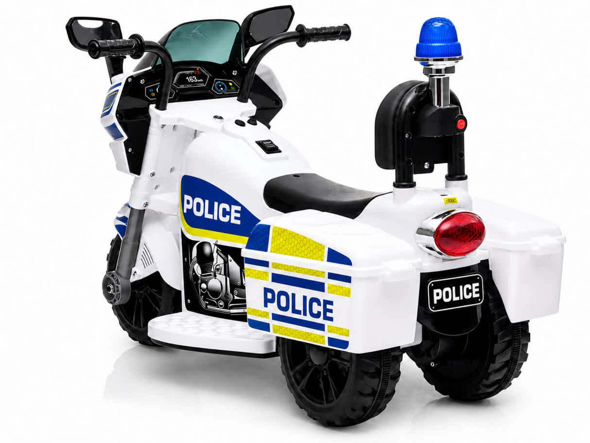 Kids Ride On Police Motorbike - White