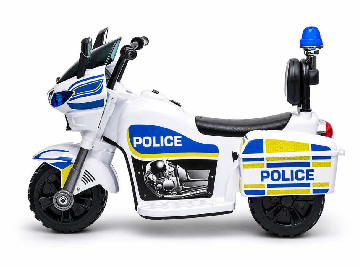 Kids Ride On Police Motorbike - White