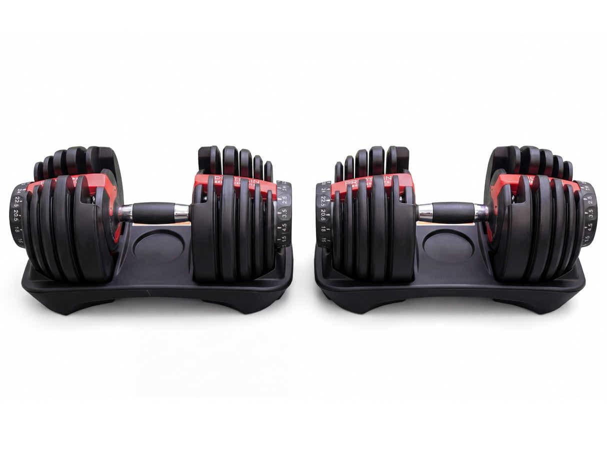 Adjustable Dumbbell Set Black & Red- 24 kg (Set of 2)