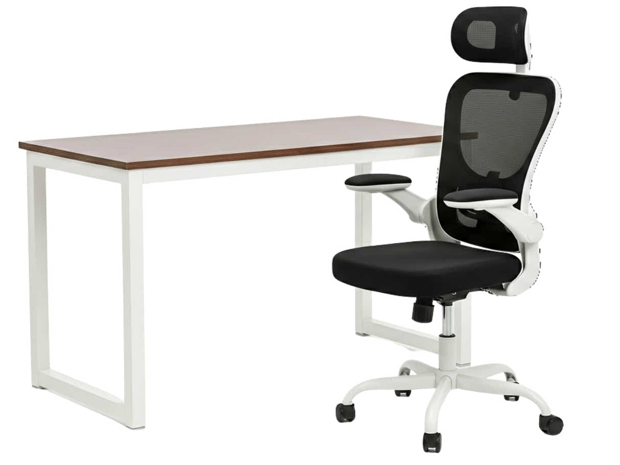 Etan Computer Desk 160 & Molina Mesh Task Chair White+Black
