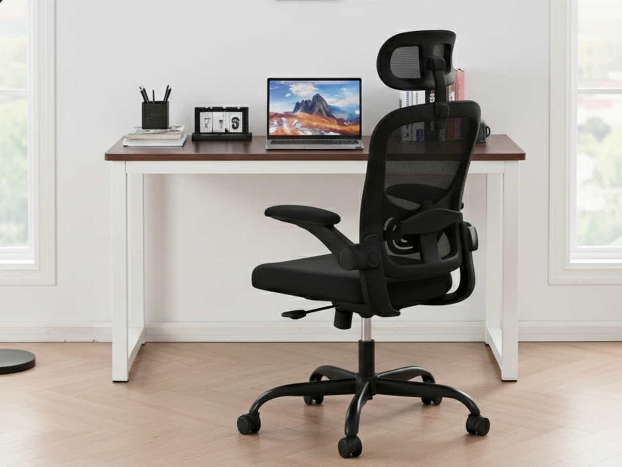 Etan Computer Desk 160 & Molina Mesh Task Chair Black+Black