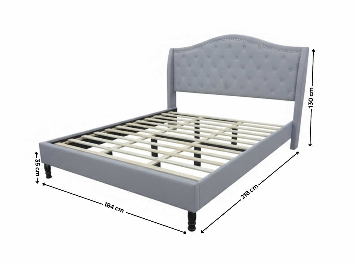Lizina King Bedframe - Light Grey
