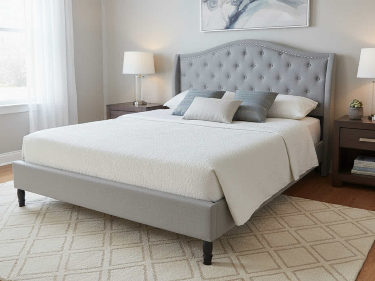 Lizina King Bedframe - Light Grey