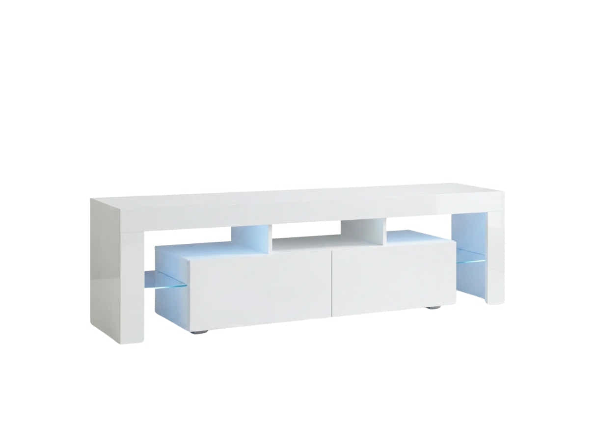 Glansig LED Entertainment Unit White - 190 cm