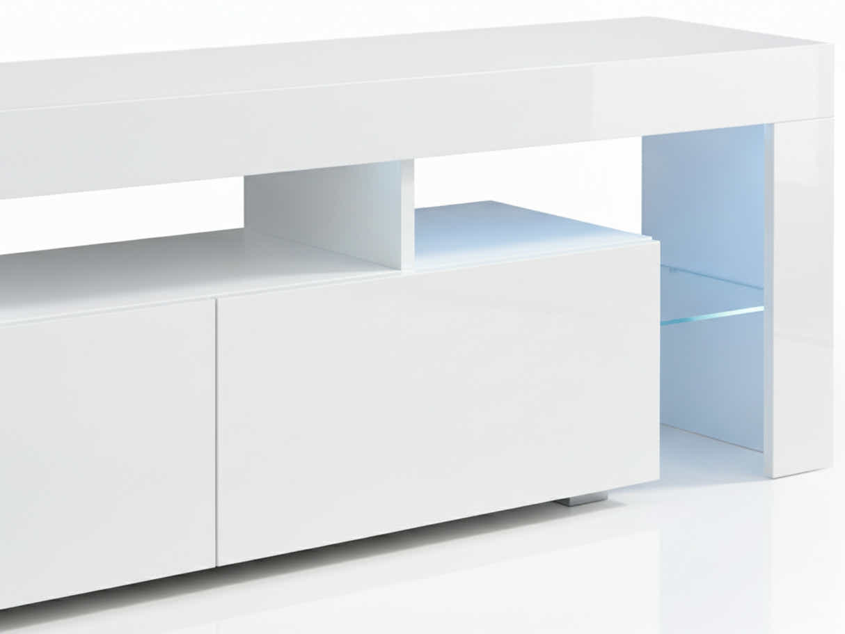 DS Glansig LED Entertainment Unit White - 190 cm