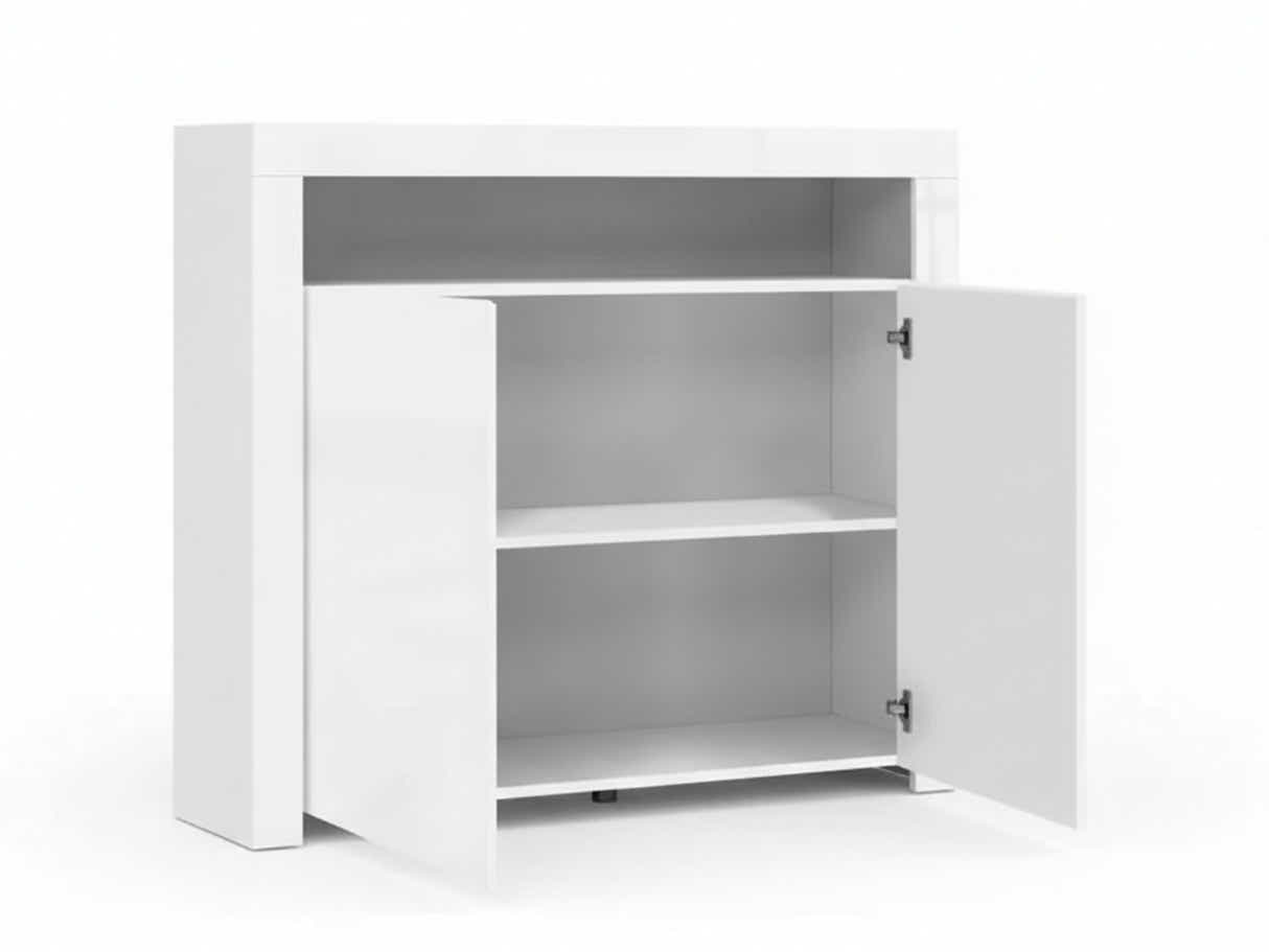 Glansig White 2-Door Buffet with LED Light - 107 cm
