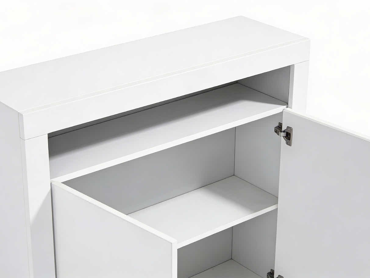 Glansig White 2-Door Buffet with LED Light - 107 cm