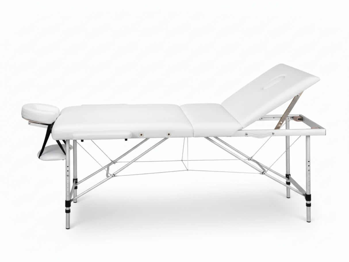 3-Fold Portable Aluminum Massage Table - White